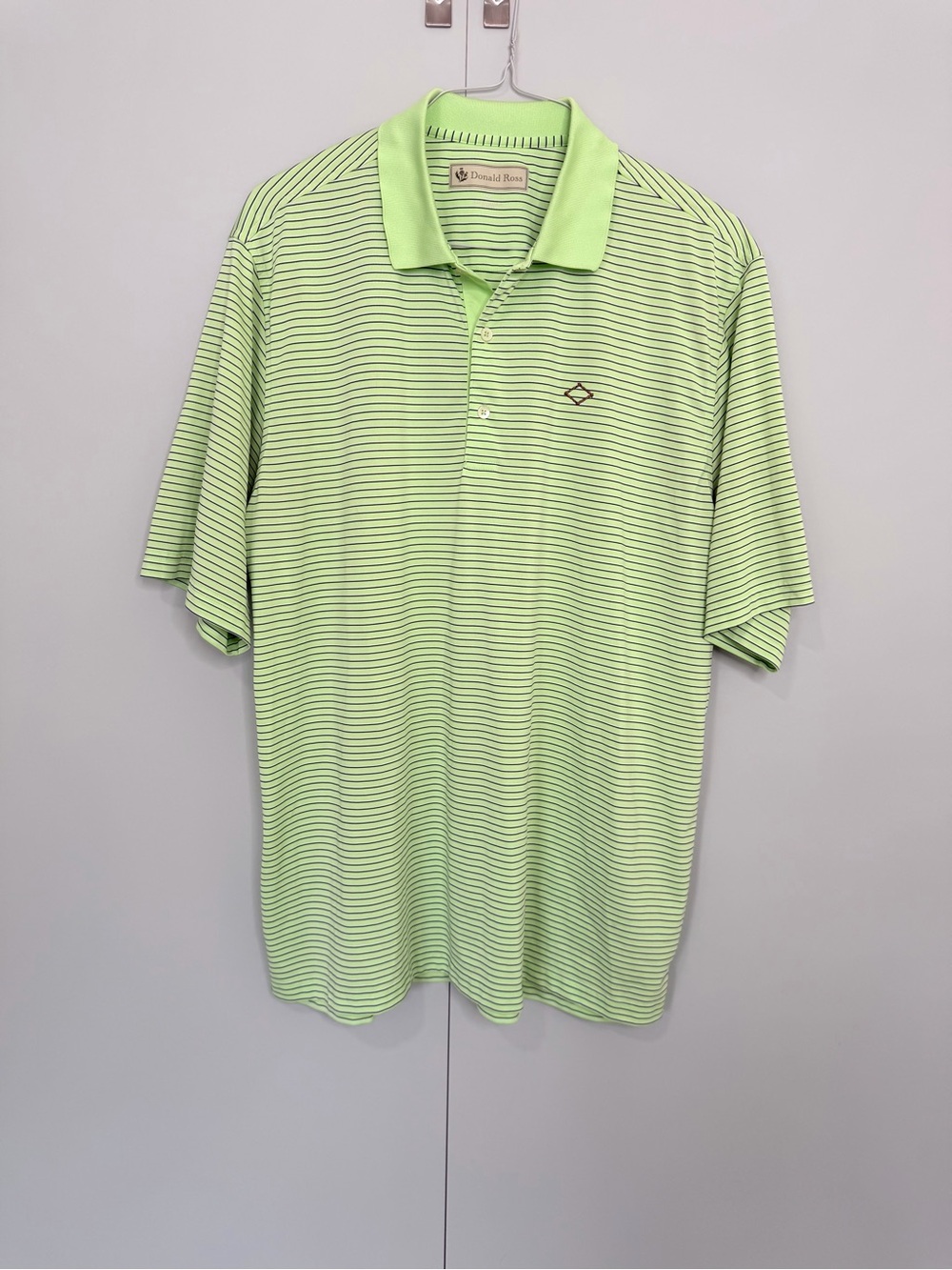 DONALD ROSS Men’s Striped Performance Golf Polo in Light Green